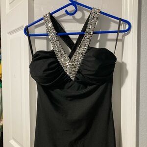 Black formal gown with Silver Sequin Detail , XS